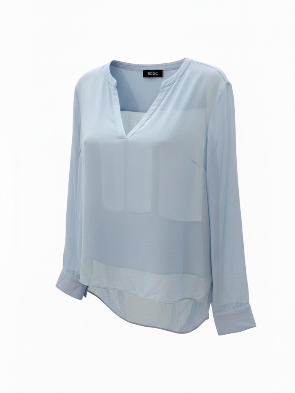 BCBGMaxAzria Pale Blue V-Neck Long Sleeve Tunic SZ S